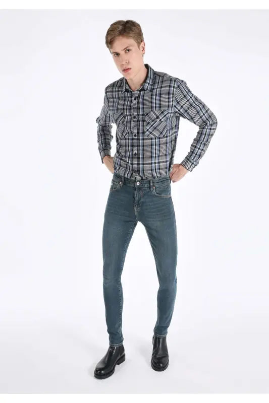Мужские джинсы 041 Danny Slim Fit с заниженной талией и прямыми штанинами - 3