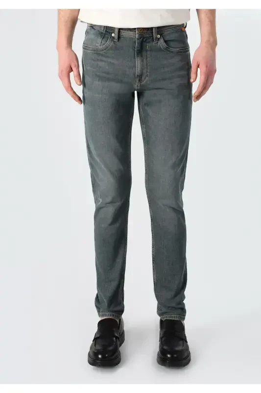 Мужские джинсы Slim Fit с низкой посадкой, прямого кроя, синие - 4