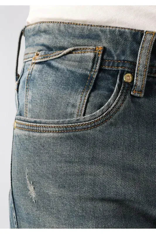 Мужские джинсы Slim Fit с низкой посадкой, прямого кроя, синие - 6