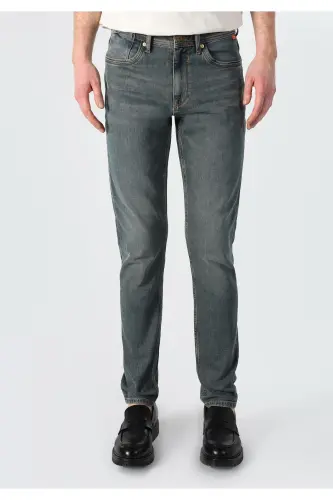 Мужские джинсы Slim Fit с низкой посадкой, прямого кроя, синие - 4