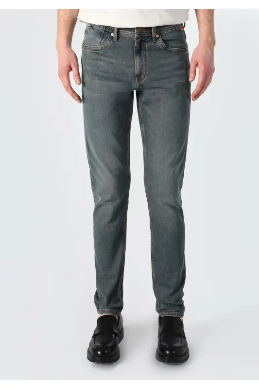 Мужские джинсы Slim Fit с низкой посадкой, прямого кроя, синие - 4