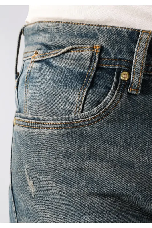 Мужские джинсы Slim Fit с низкой посадкой, прямого кроя, синие - 6