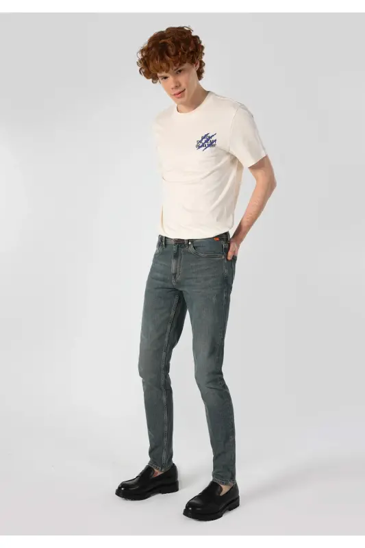 Мужские джинсы Slim Fit с низкой посадкой, прямого кроя, синие - 1