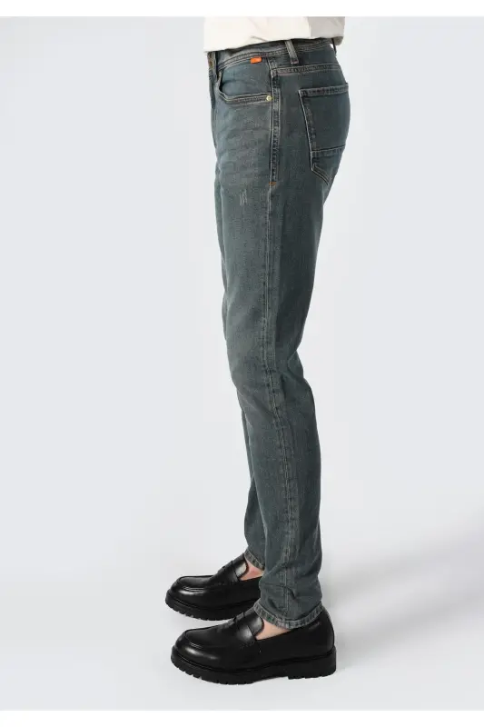 Мужские джинсы Slim Fit с низкой посадкой, прямого кроя, синие - 5