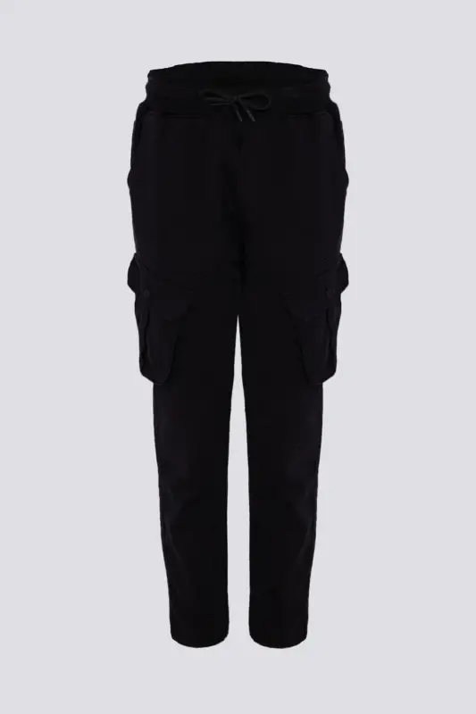 Мужские джоггеры с карманами-карго на эластичной резинке Черные - 1