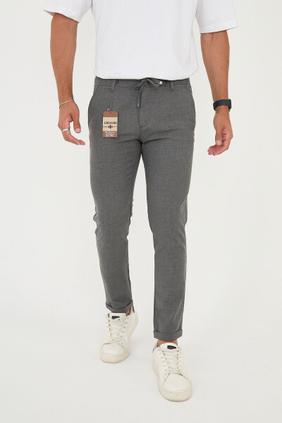 Мужские джоггеры Slim Fit с полуэластичным поясом, двойным штанинами, темно-серый цвет - 3