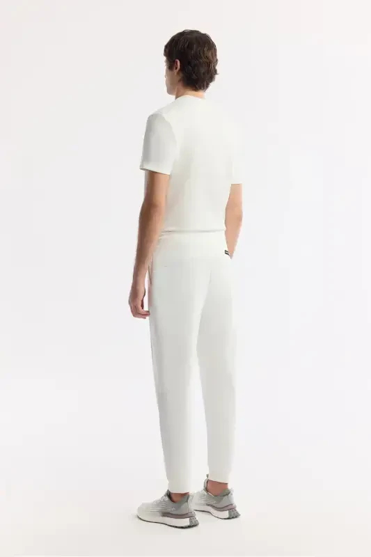 Мужские экрю джоггеры из интерлока с эластичной талией на кулиске, боковыми карманами и рубчиками A51Y3400-Экрю - 3
