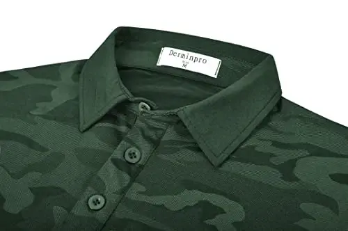 Мужские камуфляжные рубашки для гольфа Derminpro, влагоотводящие, с коротким/длинным рукавом, сухие поло для гольфа - 4