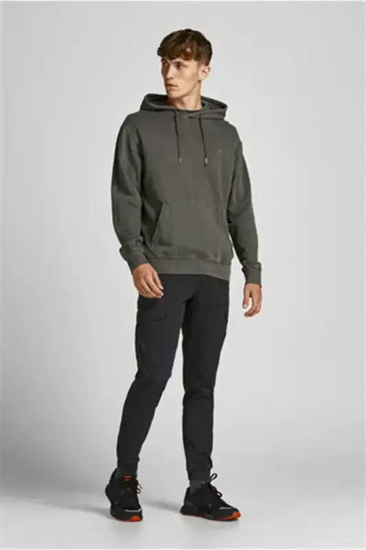 Мужские карго-брюки Jjjoe Cuffed Akm с нормальной посадкой, прямые, черные - JACK & JONES