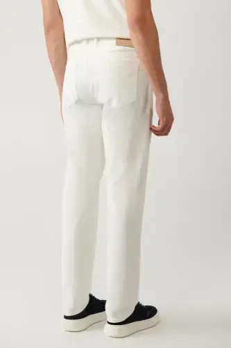 Мужские классические брюки Perge Slim Fit с 5 карманами, комбинированные, с армированной талией, белого цвета с эффектом потертости A41Y3071 - 5