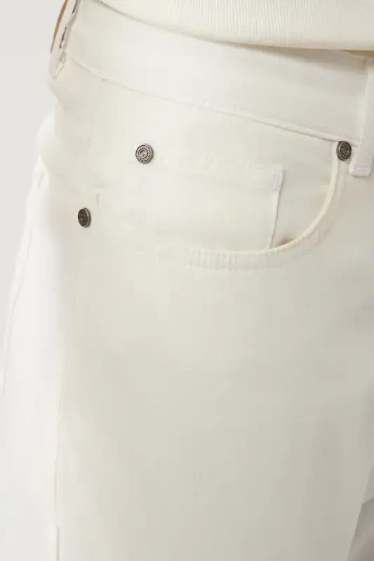 Мужские классические брюки Perge Slim Fit с 5 карманами, комбинированные, с армированной талией, белого цвета с эффектом потертости A41Y3071 - 6