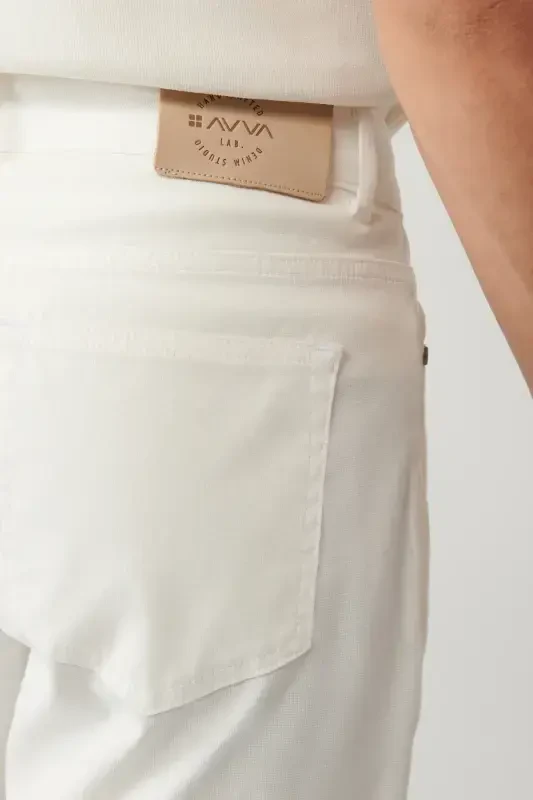 Мужские классические брюки Perge Slim Fit с 5 карманами, комбинированные, с армированной талией, белого цвета с эффектом потертости A41Y3071 - 7