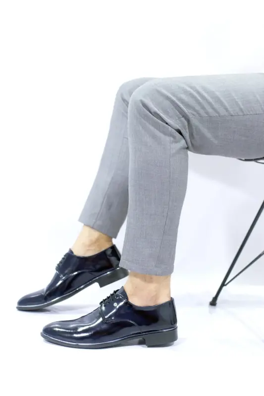 Мужские классические туфли для жениха TMRS-570-темно-синий лакированный - 3