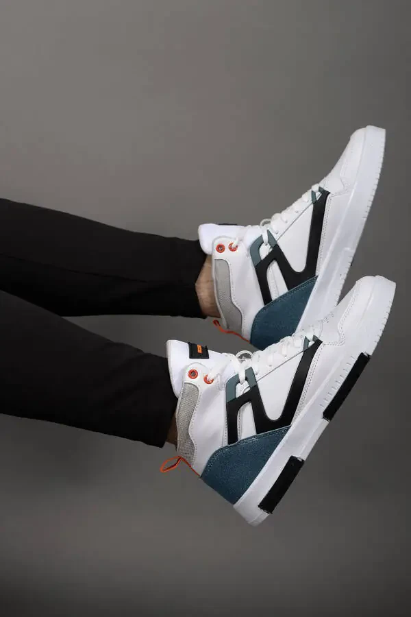 Мужские комфортные кроссовки-ботинки 001263 Белый нефть - 9