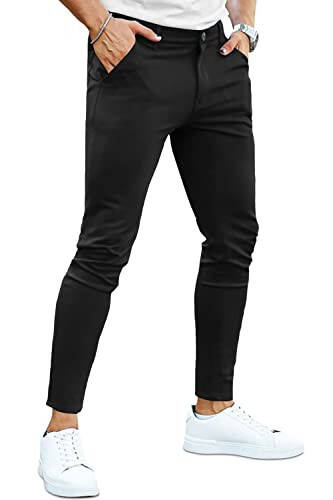 Мужские костюмные брюки Slim Fit Stretch Fashion Plaid Pant Skinny Leg - 1