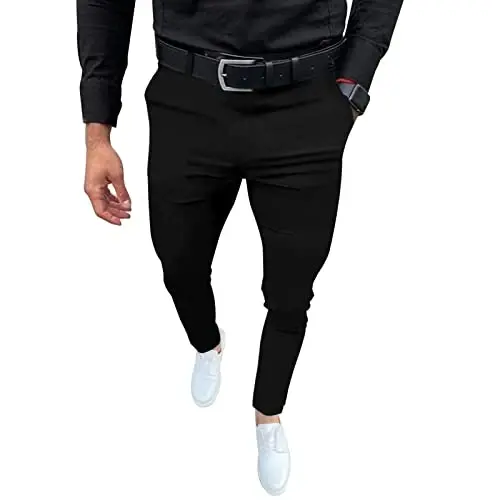 Мужские модные приталенные брюки для костюма, повседневные деловые узкие эластичные брюки, брюки для гольфа 