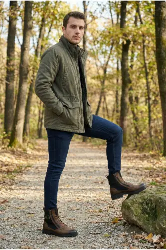 Мужские Повседневные Ботинки цвета загара - Коричневый, Черный - 6