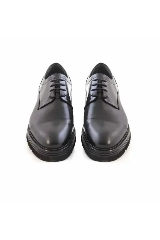 Мужские повседневные черные туфли из кожи с подошвой ЭВА - Sıyah Acma - KEMAL TANCA