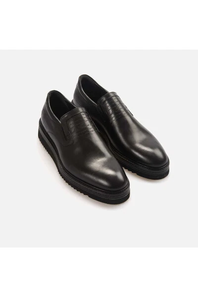 Мужские повседневные туфли из натуральной кожи черного античного цвета на подошве EVA - 3