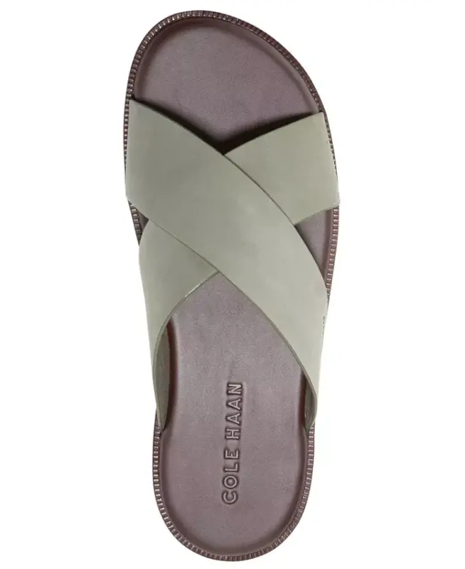 Мужские сандалии-слайды Nantucket Cross Strap без шнуровки — пыльно-оливковый нубук - 3