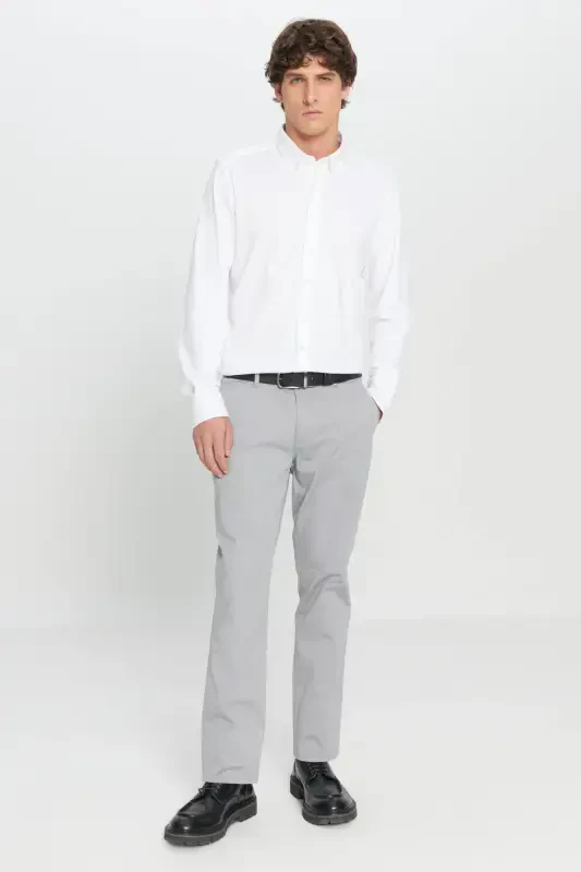 Мужские серые брюки чино Slim Fit узкого кроя с боковыми карманами из хлопка стрейч - 2