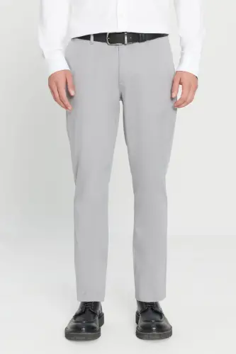 Мужские серые брюки чино Slim Fit узкого кроя с боковыми карманами из хлопка стрейч - 1