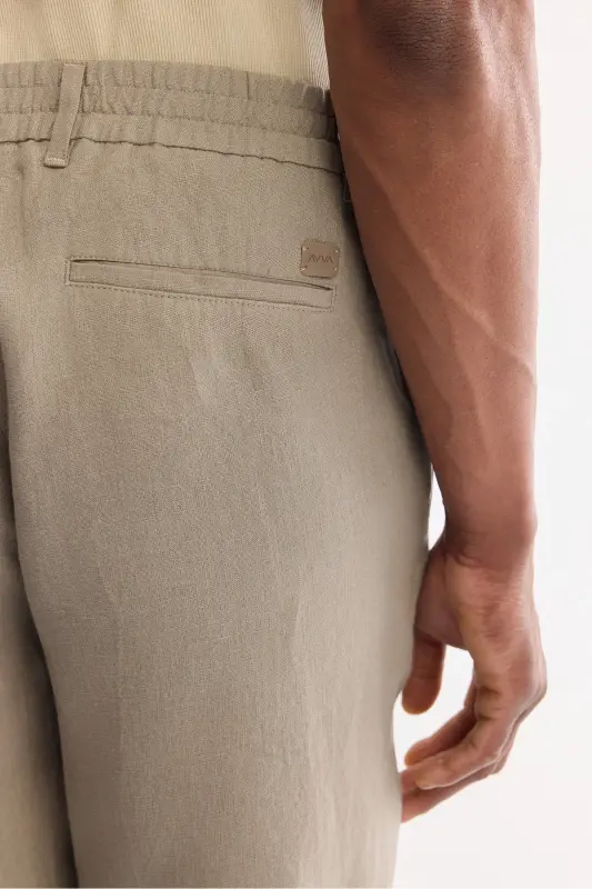 Мужские серые брюки Issos Relaxed Fit с эластичным поясом 100% лен B003032 - 7