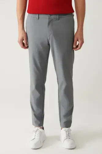 Мужские серые брюки Zeugma Slim Fit с эластичным поясом, 360 градусов эластичная техническая ткань A41y3077 - AVVA (1)