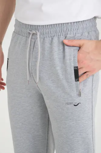 Мужские серые трикотажные спортивные штаны прямого кроя с вышивкой, удобного кроя-серые - RDR-X (1)