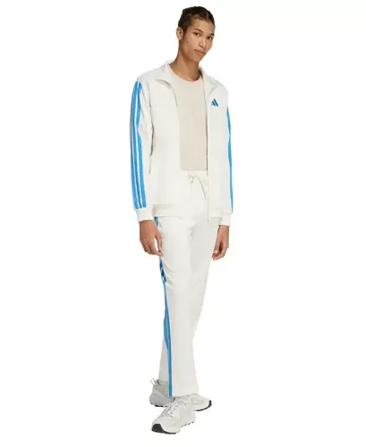 Мужские спортивные брюки 3-Stripes Regular Open Hem - Off White / Ray Blue - ADIDAS (1)