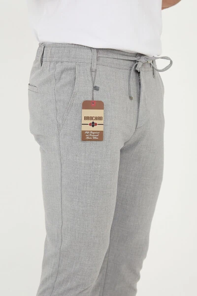 Мужские спортивные штаны Slimfit с полуэластичным поясом, двойной манжетой, серые - 6