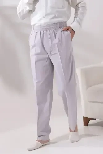 Мужские свободные льняные штаны на резинке для хаджа и умры - 1