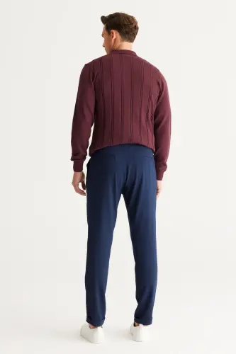 Мужские темно-синие спортивные брюки Slim Fit с удобной посадкой, кулиской на талии и боковыми карманами - темно-синие - 8