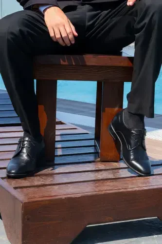 Мужские туфли Оксфорд ручной работы с двойной шнуровкой и скрытым каблуком для увеличения роста (7/ 9 см) - ELEVOLD (1)