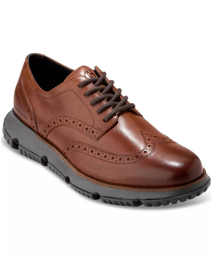 Мужские туфли Oxford 4.ZERØGRAND с брогированием и водонепроницаемостью British Tan Winter Wingtip - 1