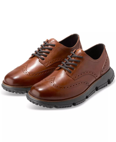 Мужские туфли Oxford 4.ZERØGRAND с брогированием и водонепроницаемостью British Tan Winter Wingtip - 6