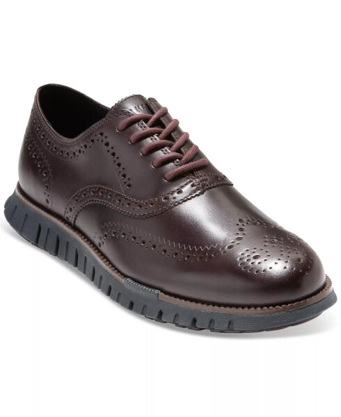 Мужские туфли с узором «броги» из замши ZERØGRAND Remastered Wingtip Oxford Madeira / Черные - 1