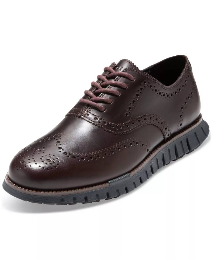 Мужские туфли с узором «броги» из замши ZERØGRAND Remastered Wingtip Oxford Madeira / Черные - 7