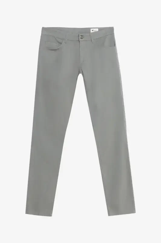 Мужские хаки хлопковые узкие брюки слим фит, 5 карманов, эластичные повседневные брюки - хаки - 6