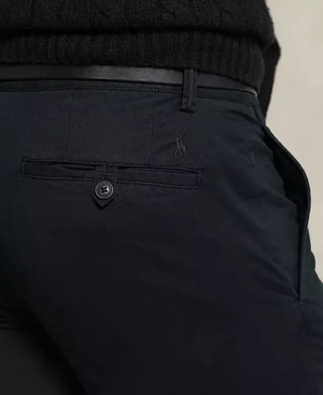 Мужские зауженные эластичные брюки чинос – Polo Black - 3