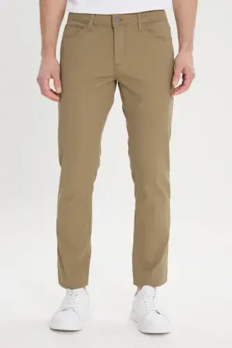 Мужские зеленые узкие эластичные брюки Slim Fit с пятью карманами и текстурным плетением - 1