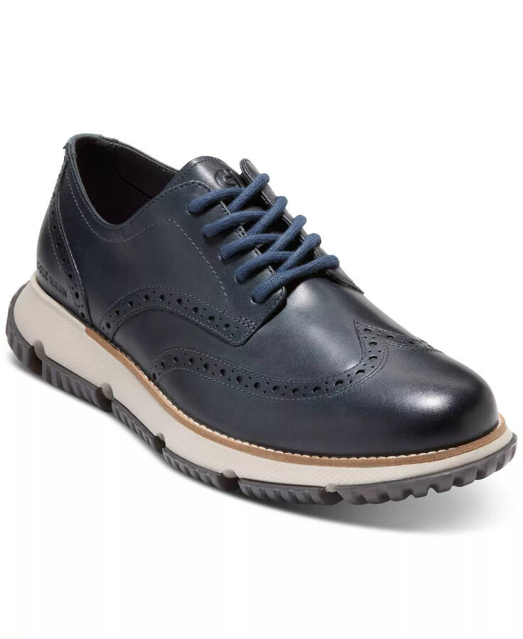 Мужские зимние туфли-оксфорды 4.ZERØGRAND Wingtip Blue Waterproof - 1