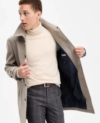 Мужское классическое пальто Car Coat — серо-коричневое - TOMMY HILFIGER (1)