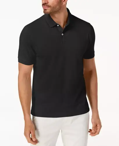 Men's Classic Fit Performance Stretch Polo, Created for Modazone-Deep Black - 1