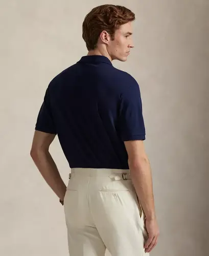 Мужское классическое поло из мягкого хлопка — сине-коричневое - POLO RALPH LAUREN (1)