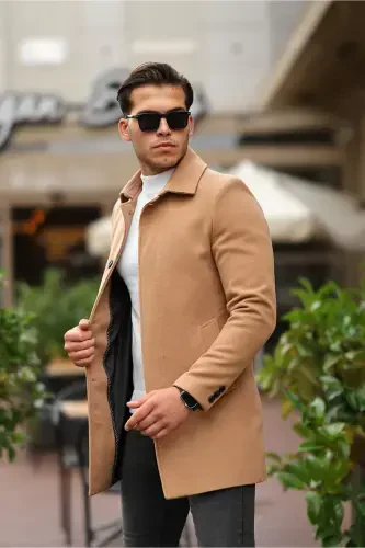 Мужское пальто-бушлат VIZYON узкого кроя с шерстью и воротником-рубашкой VIZYON - 1