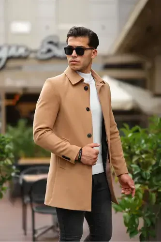 Мужское пальто-бушлат VIZYON узкого кроя с шерстью и воротником-рубашкой VIZYON - MERO LIFE (1)