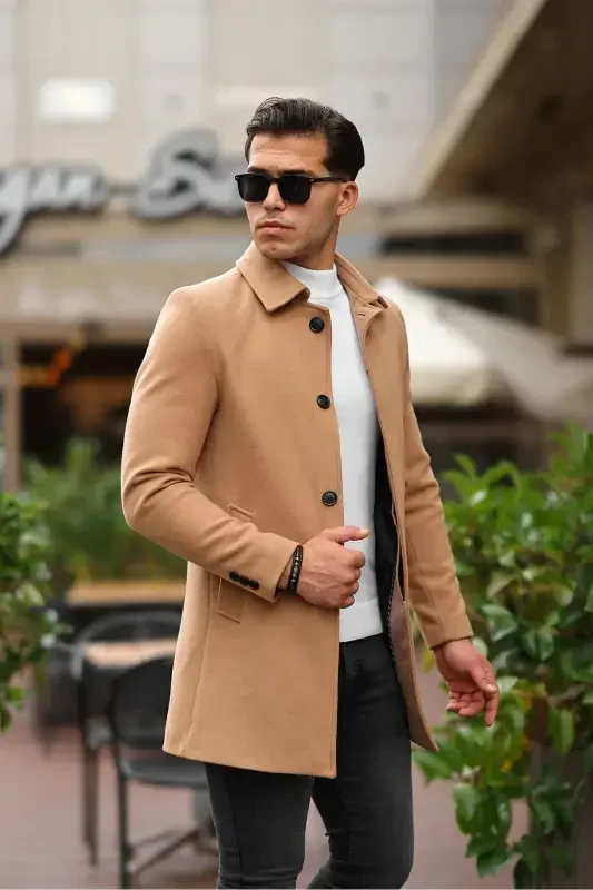 Мужское пальто-бушлат VIZYON узкого кроя с шерстью и воротником-рубашкой VIZYON - 2