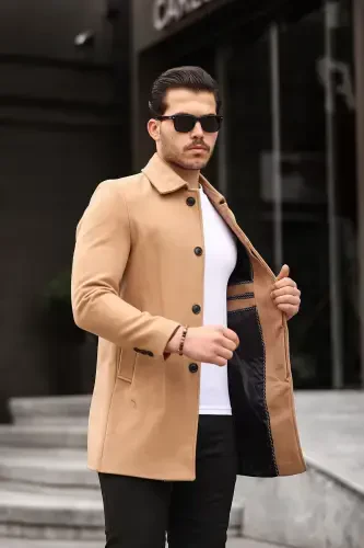 Мужское пальто-бушлат VIZYON узкого кроя с шерстью и воротником-рубашкой VIZYON - 5