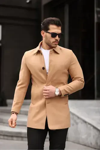 Мужское пальто-бушлат VIZYON узкого кроя с шерстью и воротником-рубашкой VIZYON - 6